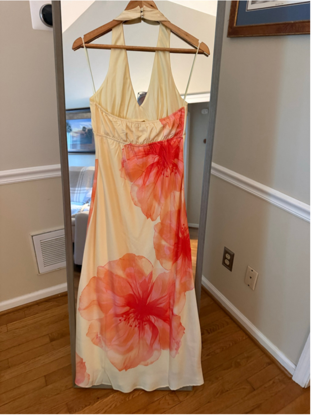 Women's Sincerely Jules Yellow Orange Floral Maxi Dress Size M - Picture 4 of 5